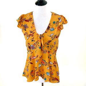 Sandy & Sid Mustard Yellow Short Sleeve Blouse M